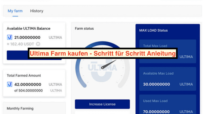 Ultima Farm Kaufen Ultima Farm kaufen . Titelbild, es wird das Dashboard gezeigt