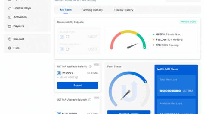 How to buy ultima farm - dashboard overview