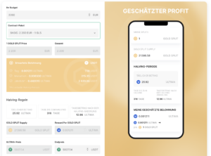 Ultima Token aus dem Splitting - DefiU Calculator mit Beispielrechnung